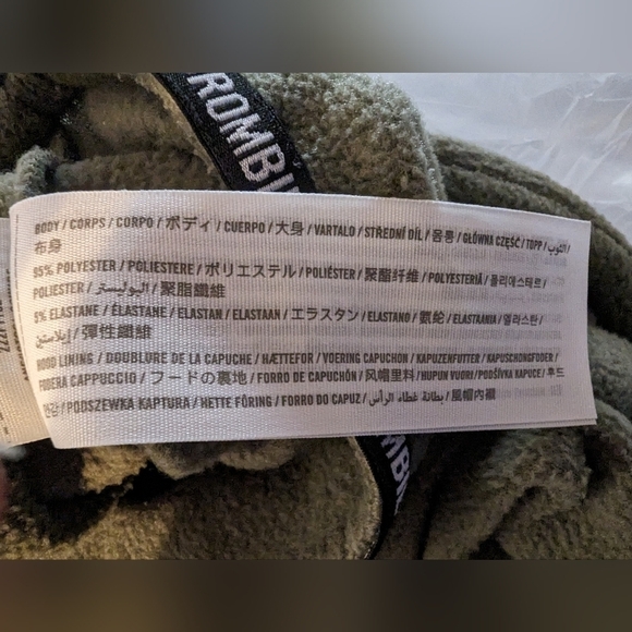 ABERCROMBIE kids, fleece hoody, worn once, green,Sz 13/14 youth - Picture 8 of 8